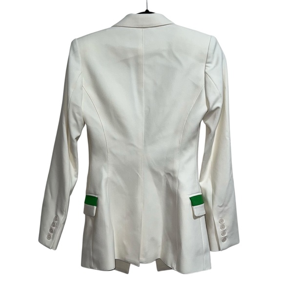 NEW NWT SMYTHE Taped Not A DB Blazer Jacket In Tennis Ivory & Green - Picture 7 of 9